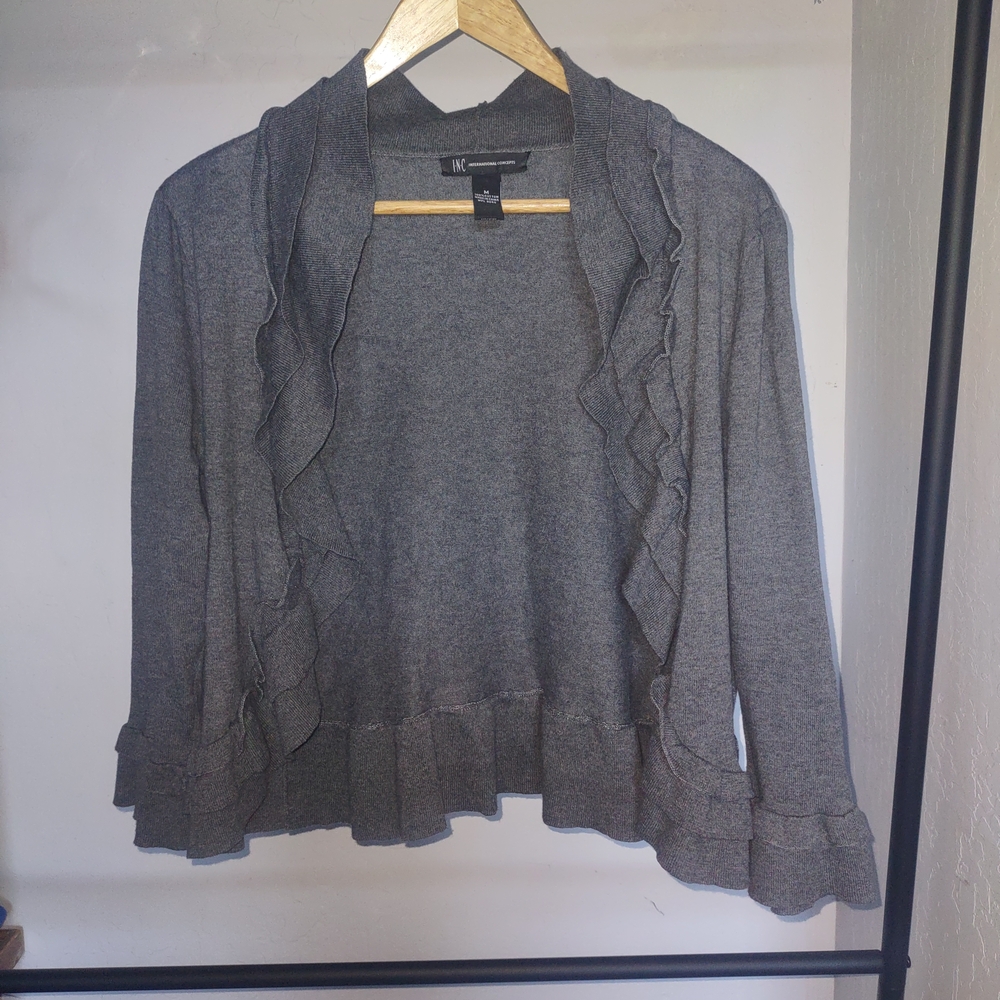 Gray Ruffled Women's Sweater